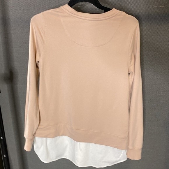 Calvin Klein Pink Sweater With Gold Buttons White Button Down Hem sz XS - Picture 7 of 7